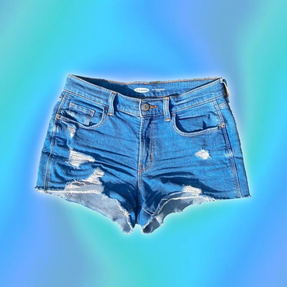 Mid-Rise Distressed Boyfriend Shorts